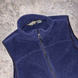 Eddie Bauer Vest Jacket Mens Medium Navy Blue Polartec Fleece Outdoor Full Zip